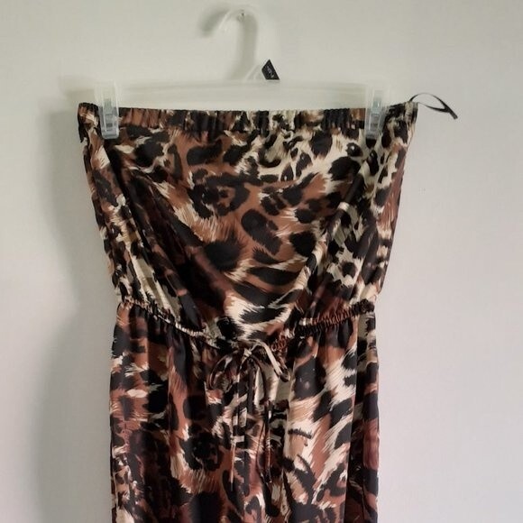 Forever 21 Brown Animal Print Strapless Women's Jumpsuit Medium - Picture 4 of 9